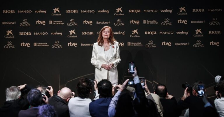 Susan Sarandon při tiskové konferenci v Barceloně