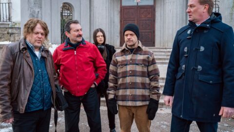 Čtyři hlavní herci z filmu 6 gramů - Ondřej Vetchý, Jiří Mádl, David Novotný a Martin Pechlát