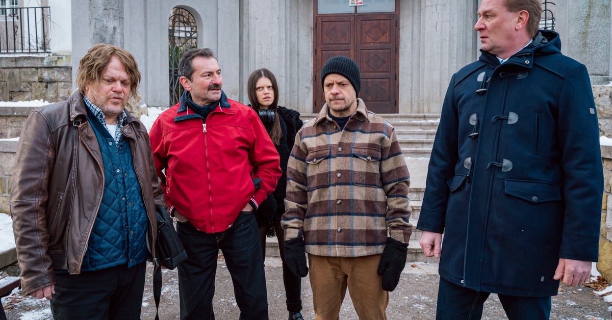 Čtyři hlavní herci z filmu 6 gramů - Ondřej Vetchý, Jiří Mádl, David Novotný a Martin Pechlát