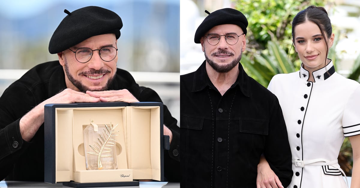 John Travolta s dcerou Ellou pózují s čestnou Zlatou palmou na filmovém festivalu v Cannes
