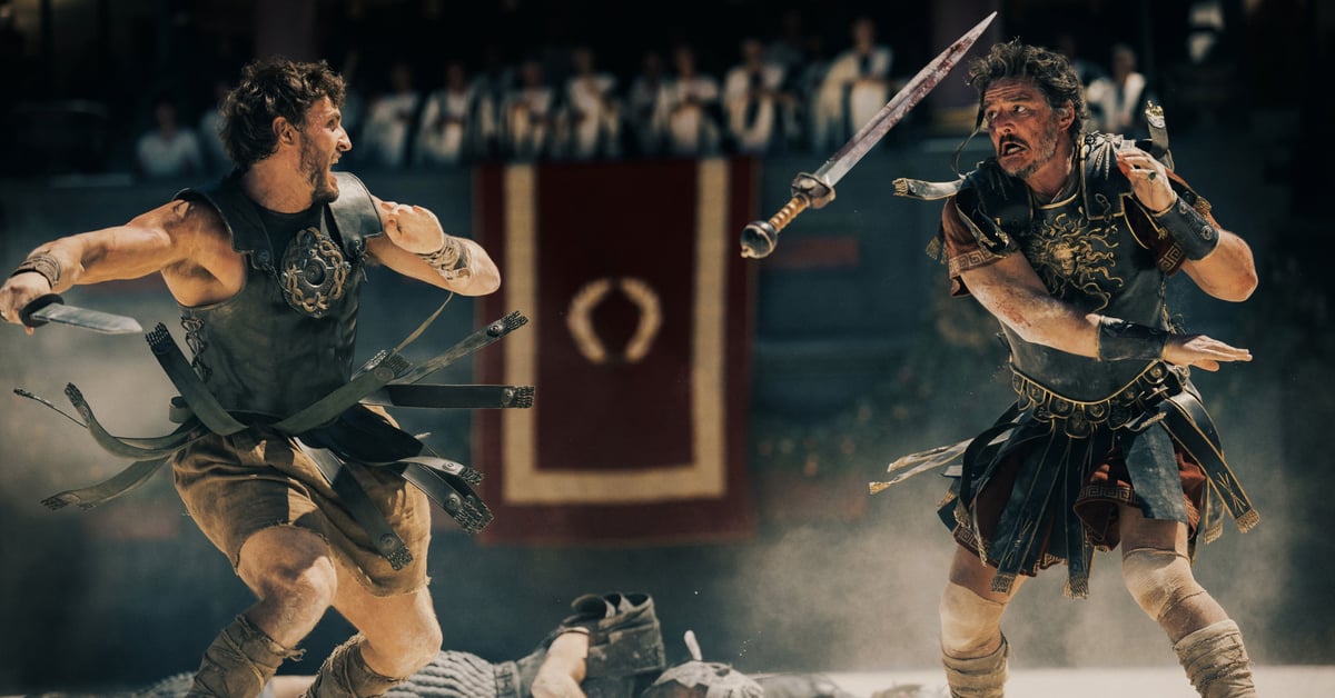 Paul Mescal a Pedro Pascal v souboji gladiátorů ve filmu Gladiator II