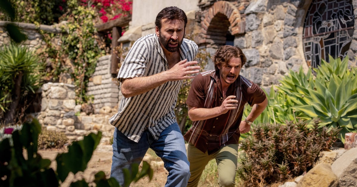 Nicolas Cage s napjatým výrazem ve filmu The Unbearable Weight of Massive Talent