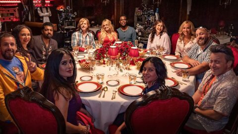 Adam Sandler, Salma Hayek, Chris Rock, David Spade a další herci Grown Ups 3 na společné fotce u večeře ze startu natáčení