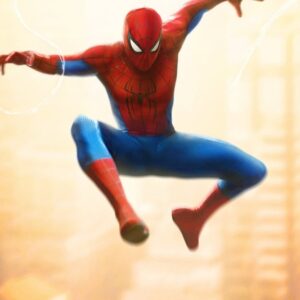 Spider-Man ve skoku mezi mrakodrapy v akční scéně z filmu Spider-Man: Brand New Day