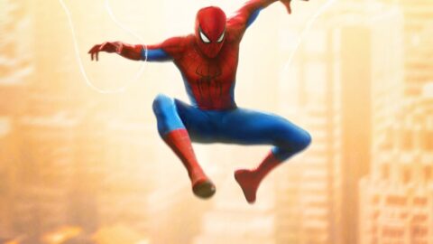 Spider-Man ve skoku mezi mrakodrapy v akční scéně z filmu Spider-Man: Brand New Day