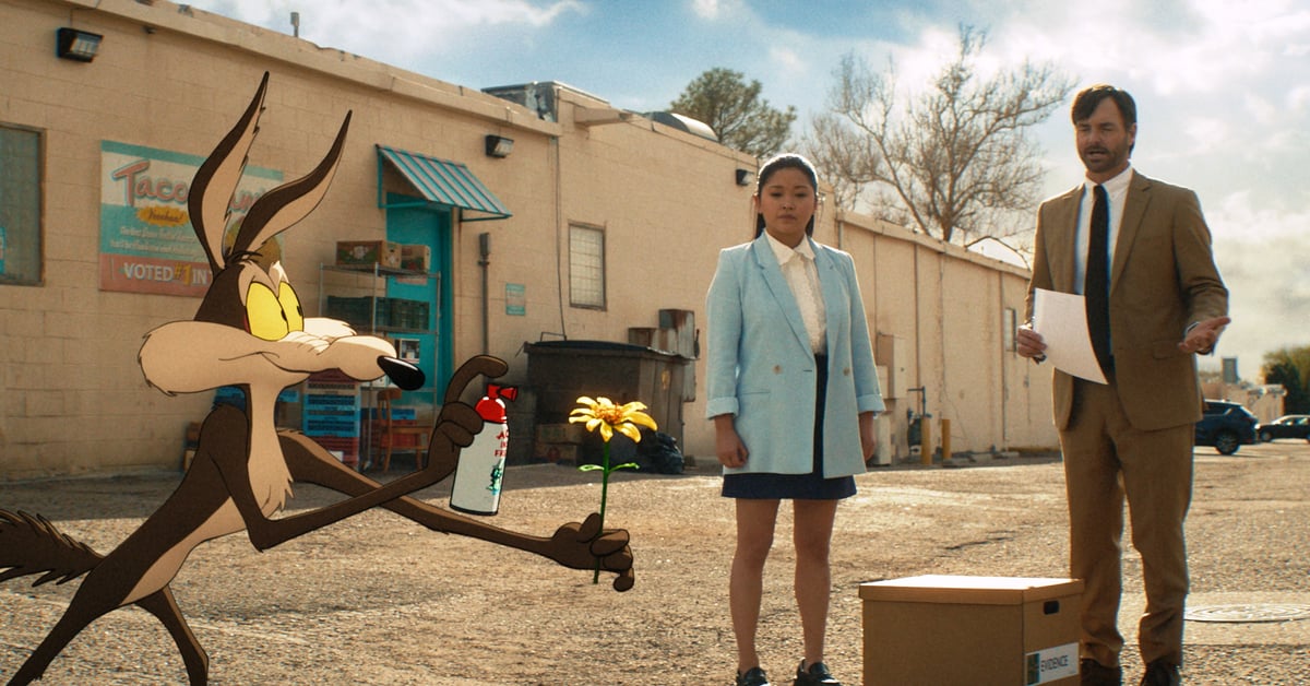 Wile E. Coyote a herci Lana Condor a Will Forte ve filmu Coyote vs. Acme