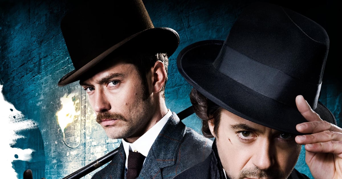 Jude Law jako doktor Watson a Robert Downey Jr. jako Sherlock Holmes ve filmu Sherlock Holmes (2009)