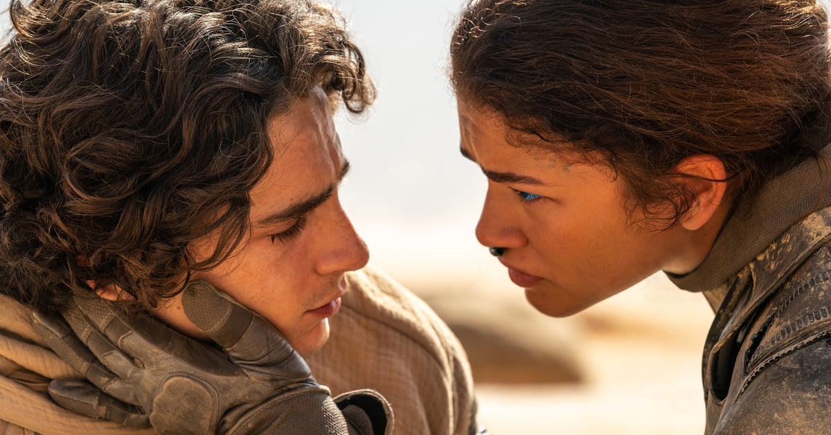 Zendaya jako Chani po boku Timothéeho Chalameta jako Paula Atreida ve filmu Duna: Část druhá